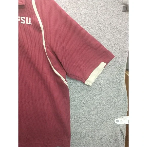Nike Team FSU Florida State Seminoles Polo Shirt Garnet Mesh Mens Large Fit Dry - Picture 5 of 14